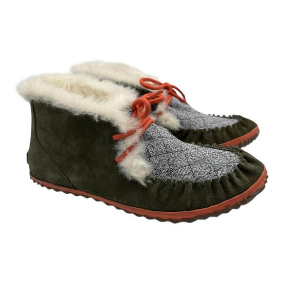 Sorel Out N About Moc Boots Slippers Women's 9.5 Green Gray - Picture 3 of 10
